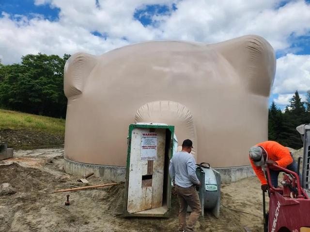 Airform inflated for a new two-story dome home in Vermont.