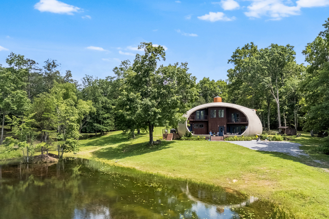Front View of Dome Overlooking Pond